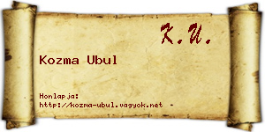 Kozma Ubul névjegykártya